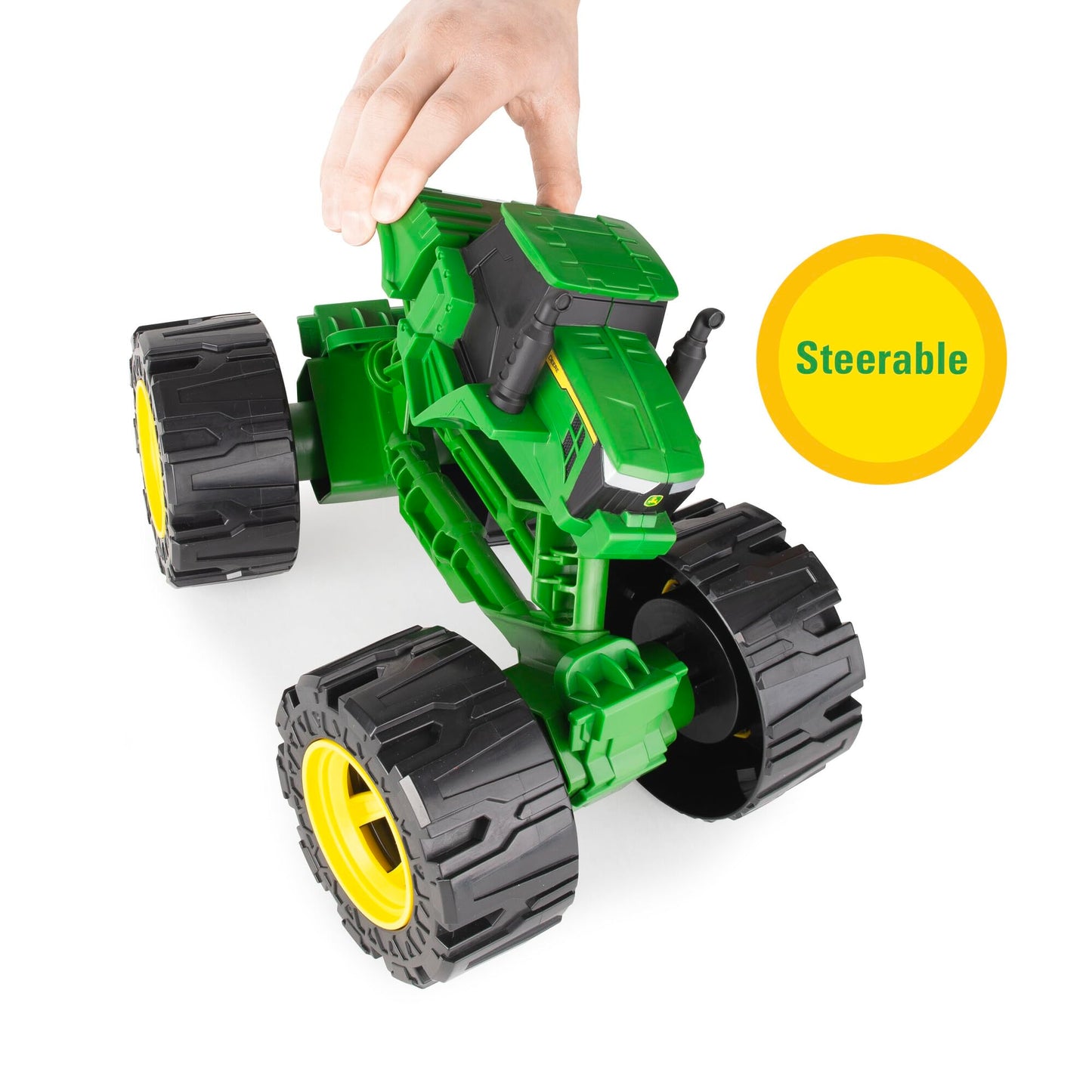 TOMY Monster Treads - All-Terrain John Deere Tractor - Tilting Monster Truck Toy with Heavy Duty Tires - John Deere Tractor Toys - Ages 3 Years and Up