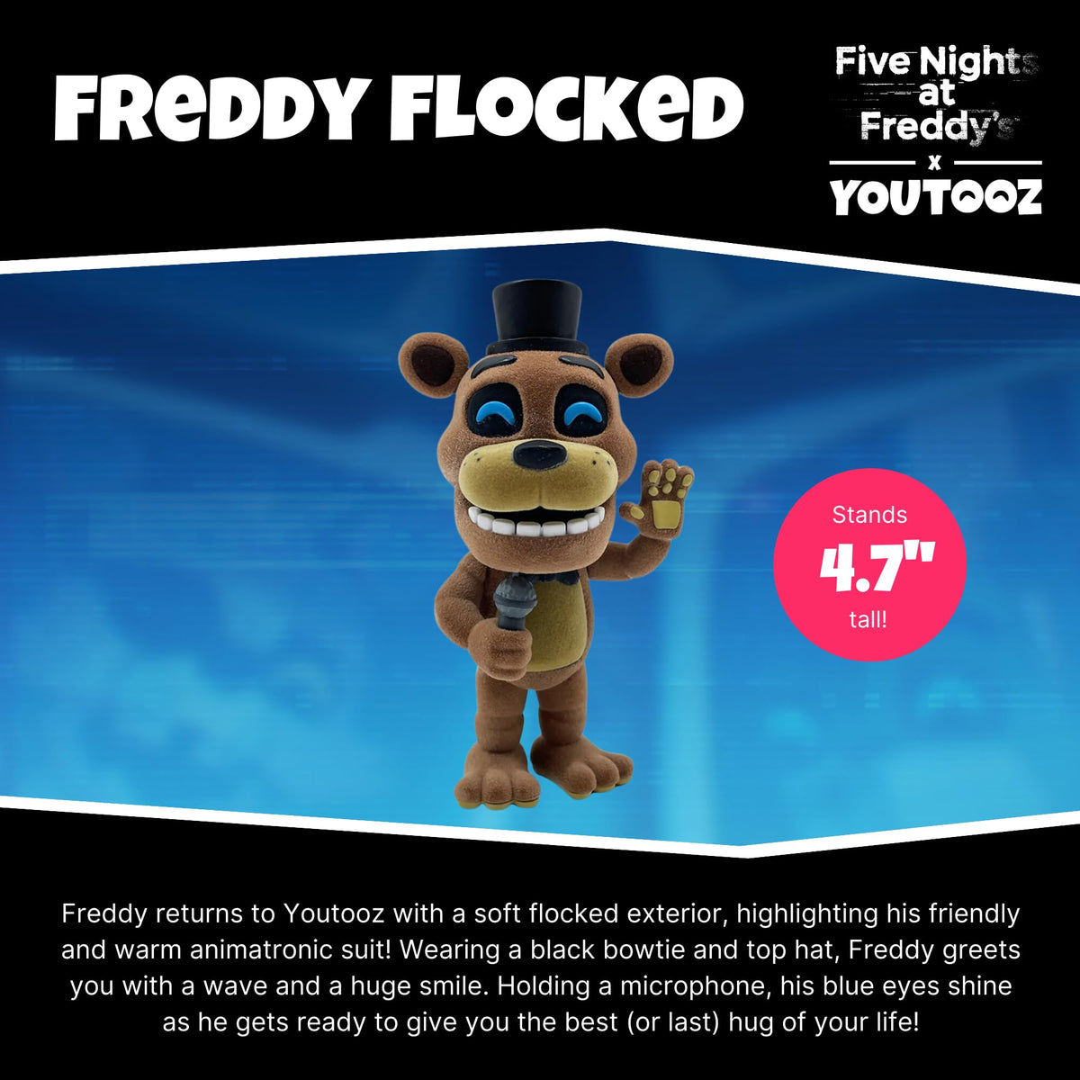 Youtooz FNAF Freddy Flocked 4.7" Vinyl Figure, Collectible Freddy Flocked Vinyl Figure from Five Nights at Freddy's FNAF Vinyl Collection