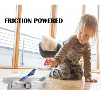 OCCAFY Airplane Toys for Toddlers,Friction Powered Toy Plane for Kids,1:200 Scale Aircraft with Flashing Lights and Sounds for Boys & Girls,Toy
