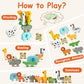 JugueteLand Wooden Animal Stacking Puzzle Toy, Educational Balancing Activity Toy for Kids, Wooden Zoo Animal Building Blocks Stacker & Bag, Stacking