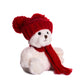 DILLY DUDU with Knit Hat and Scarf Teddy Bear Stuffed Animal Plush Holiday Bear, White, 6inch