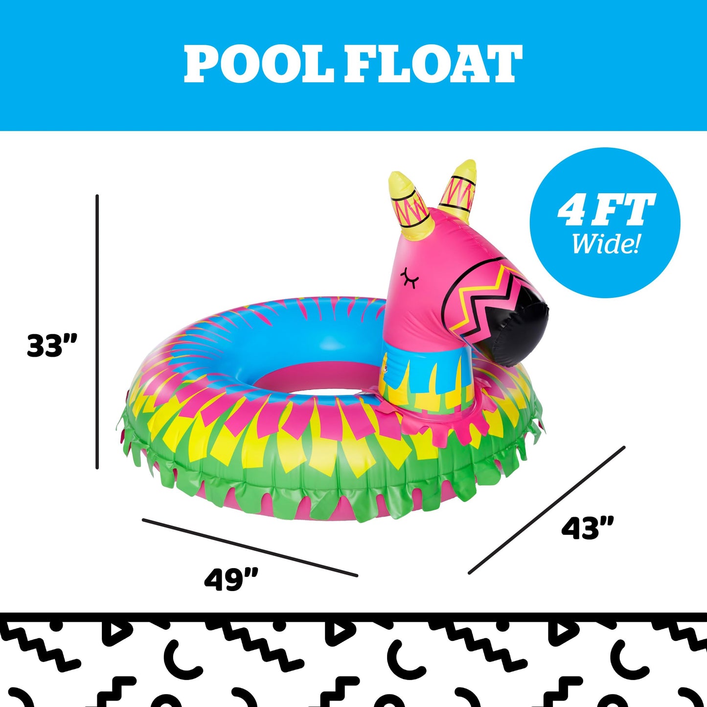 Giant Donkey Piñata Pool Float, Inflatable Swim Ring, Large Novelty Floatie for Pool Parties, Outdoor Summer Water Toy