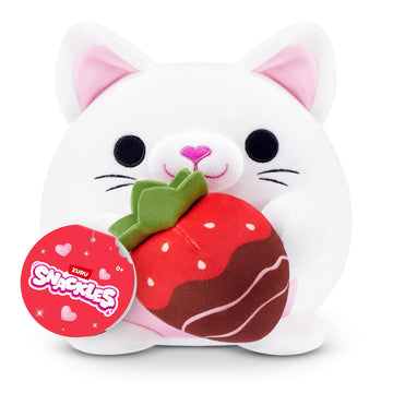 Snackles Valentine’s Edition 8-Inch Plush Toy (Kitten with Strawberry Chocolate) by ZURU - Ultra-Soft Stuffed Animal with Valentine’s Accessory