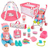 Liberty Imports Kids 18-Piece Newborn Talking Baby Doll Stroller Nursery Role Play Set w/ Playpen, Play Mat, Potty Training, Accessories (14" Doll