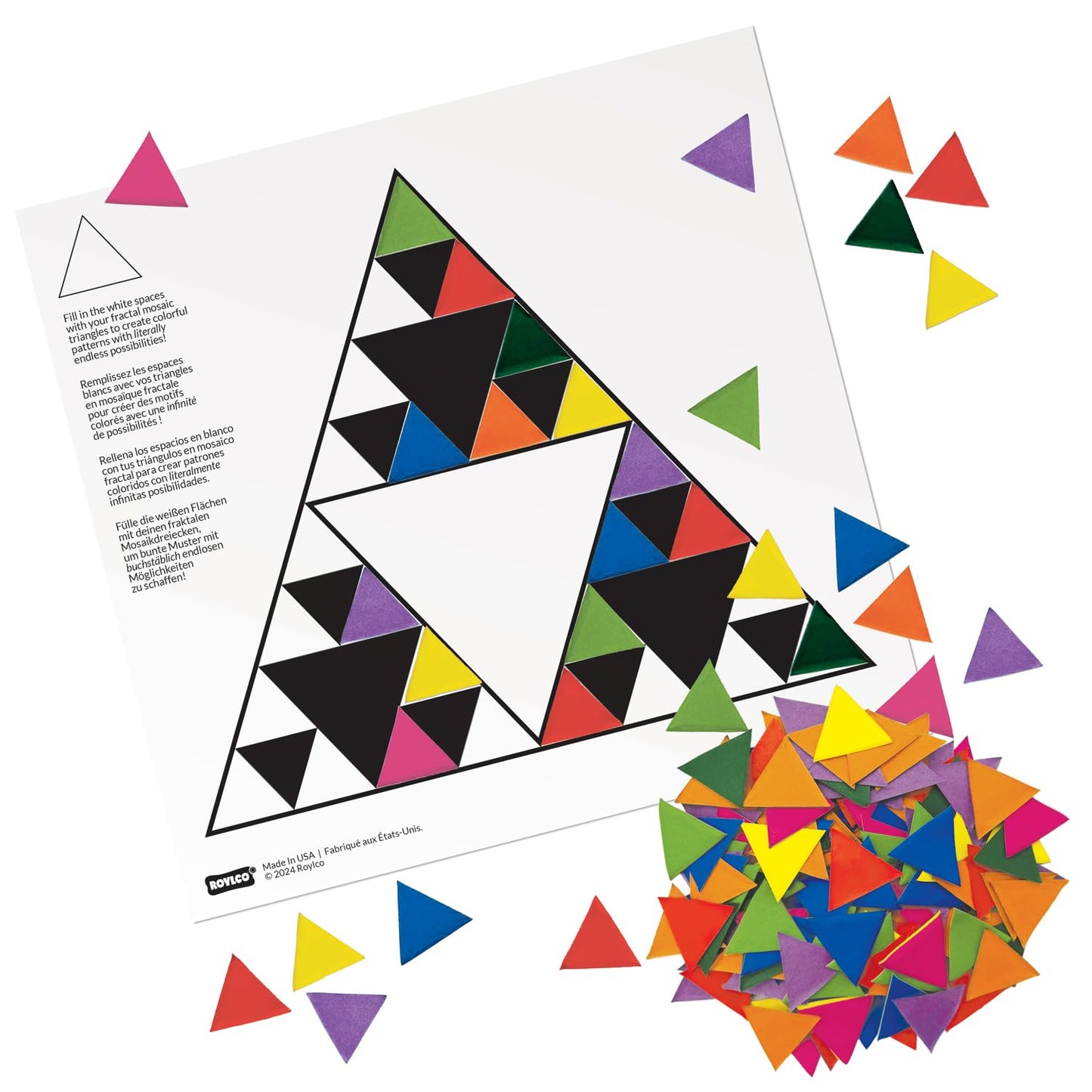 Roylco Fractal Mosaics for Kids - Hands-On Math & Art Pattern Building Set for Early STEM/STEAM Learning, Fractal Exploration & Creative Design