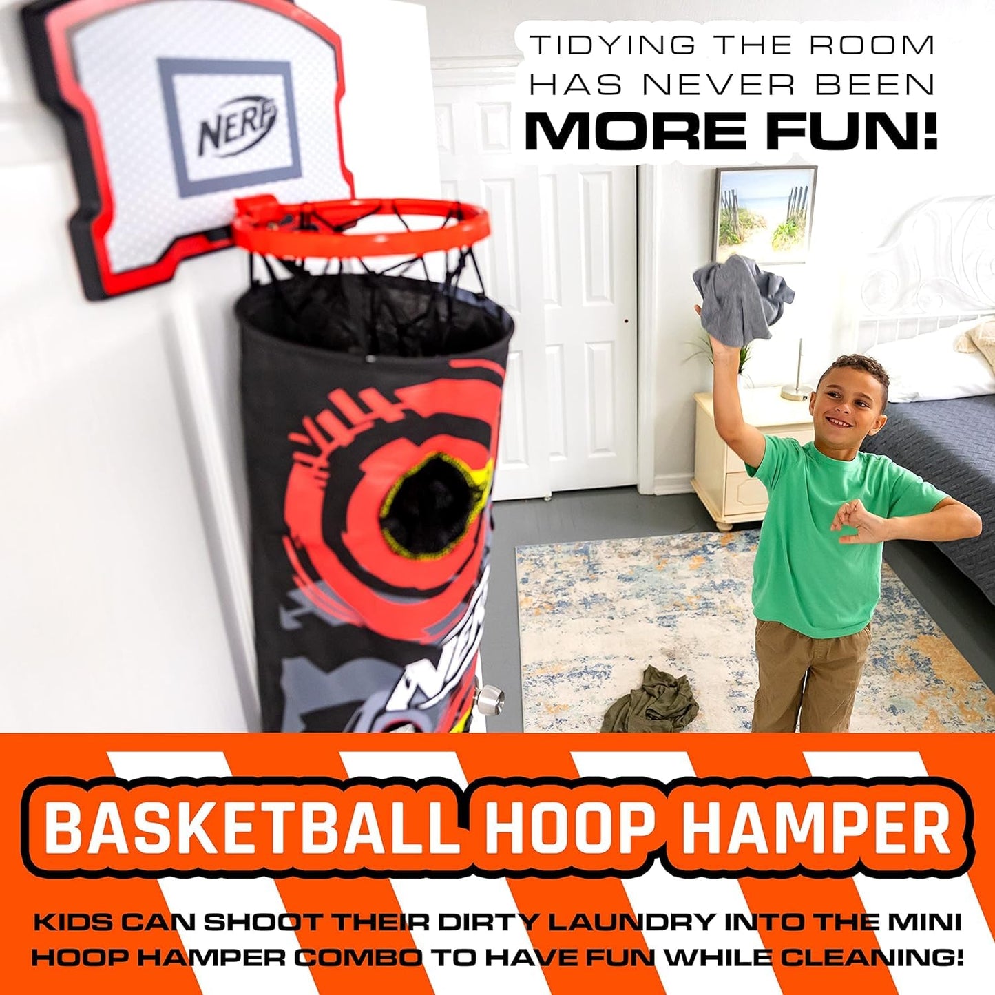 Franklin Sports NERF 3-in-1 Laundry Layup Basketball Hoop Hamper