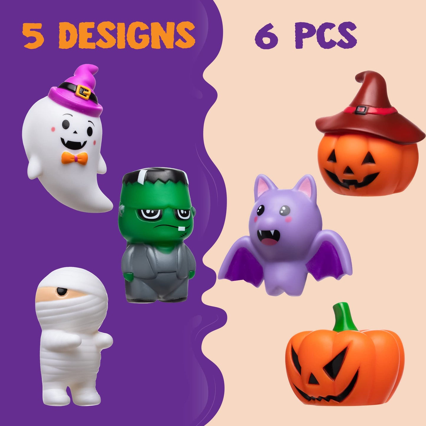 JOYIN 6 Pcs Halloween Light-Up Bath Toys ,Halloween Theme Toys Flashing LED Light Floating Bathtub Toys for Baby,Toddler Water Tub Games Swimming Pool