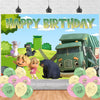 Ezcpigei Trash Truck Birthday Banner - 5x3ft, Green, 18pcs Balloons, Indoor, Wall Mount, Rectangular, Standard Banner, Waste Management