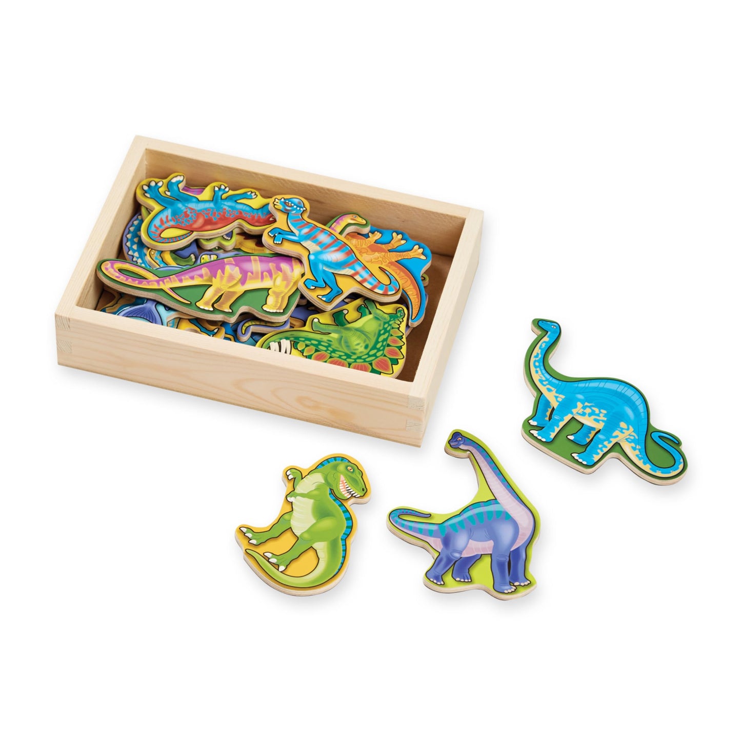 Melissa & Doug Magnetic Wooden Dinosaurs in a Wooden Storage Box (20 pcs)