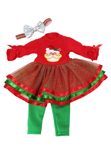Red and Green Santa Dress for 14-Inch Dolls | Premium Quality & Trendy Design | Dolls Clothes