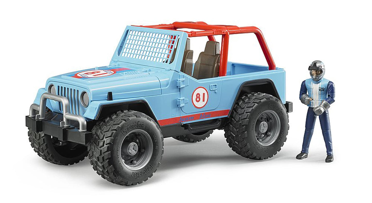 Bruder 02541 Jeep Cross Country Racer Blue with Driver, 1:16 Scale Toy Car