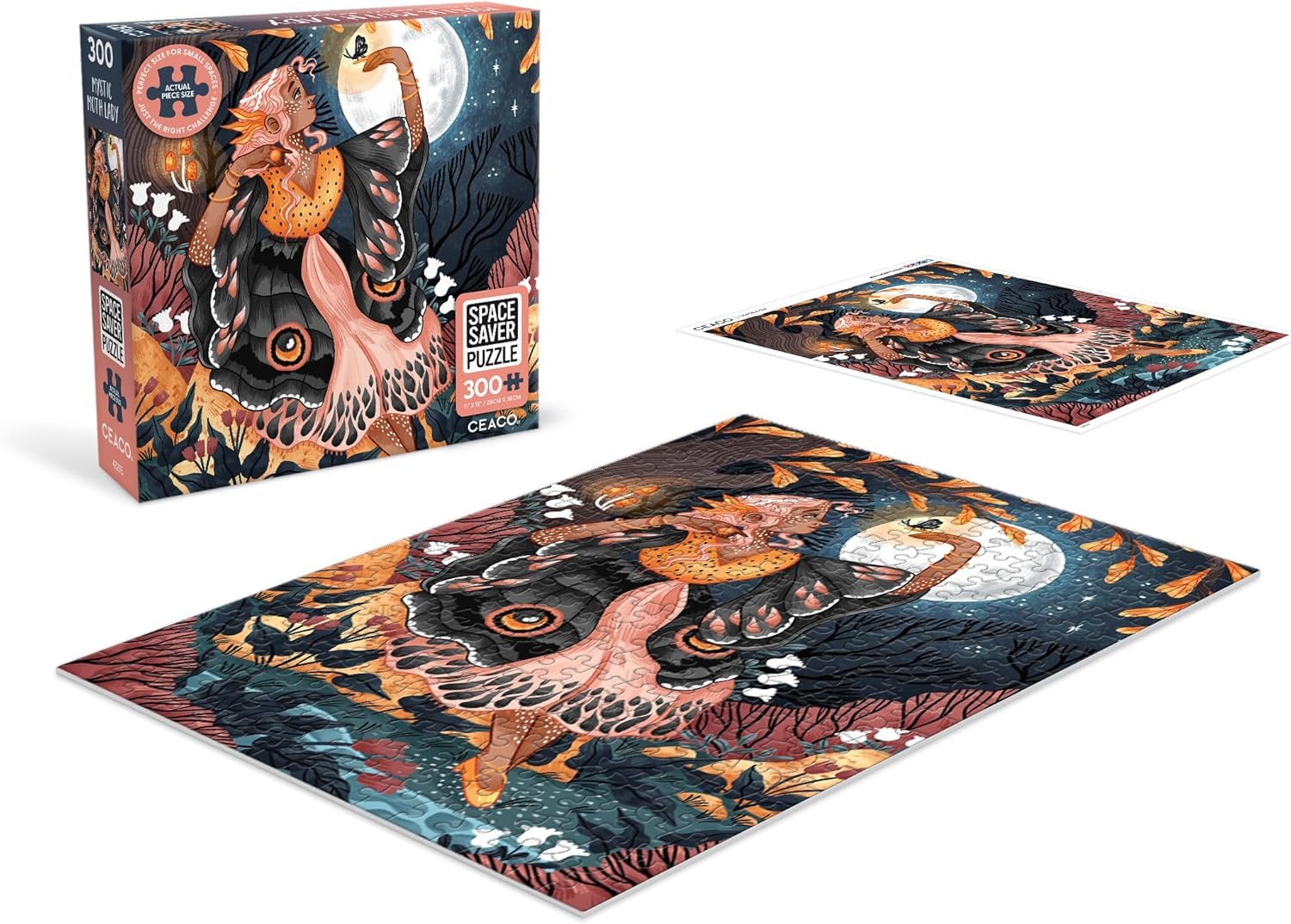 Ceaco - Mystic Moth Lady - 300 Piece Jigsaw Space Saver Puzzle - Puzzles for Smaller Spaces and Surfaces