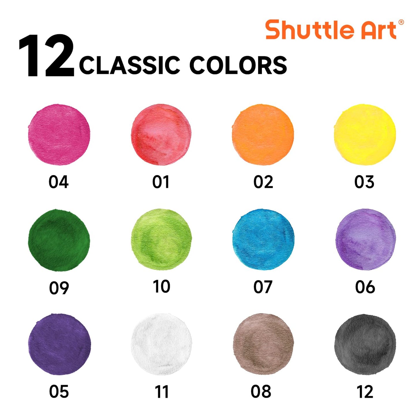 Shuttle Art 30 Pack Watercolor Paint Set Bulk, 12 Colors Watercolor Paint Set bulk with Paint Brushes for Kids and Adults, Washable Paint