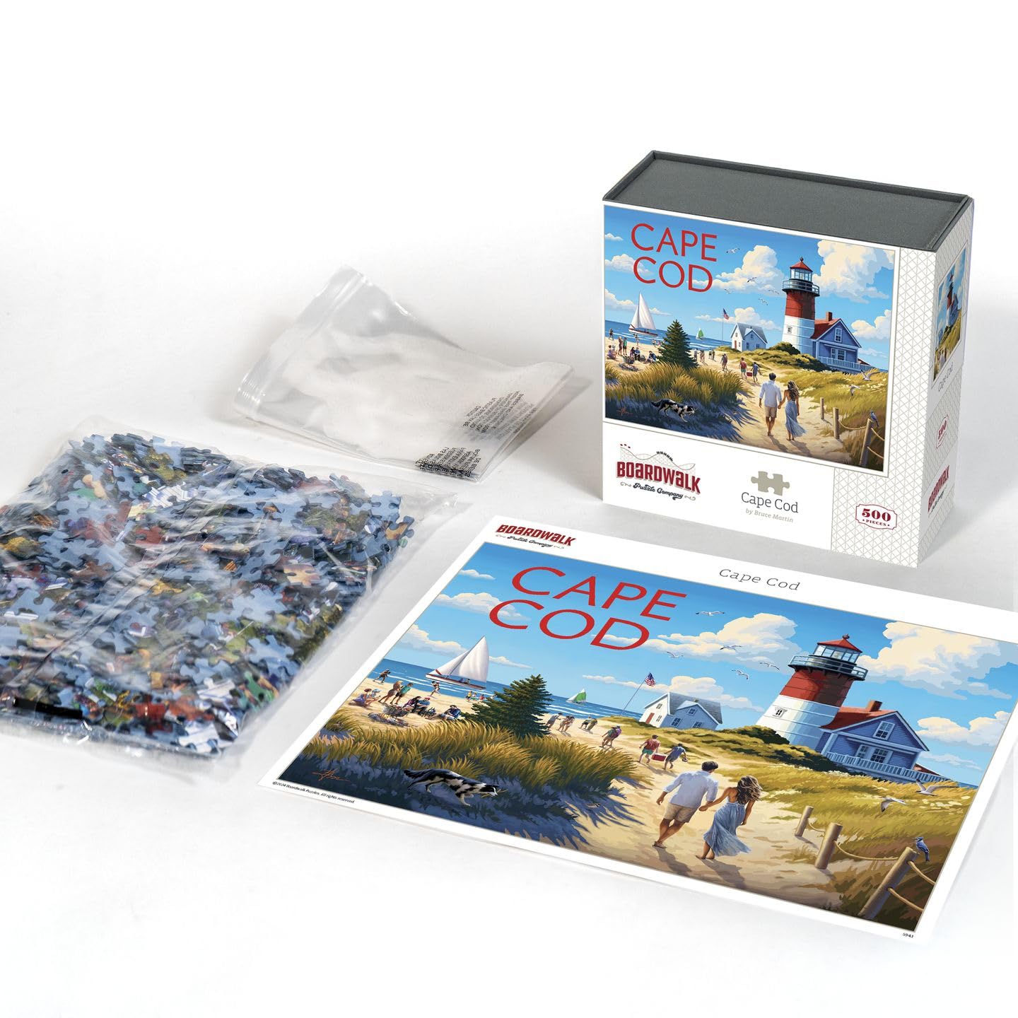 Boardwalk Cape Cod 500 Piece Jigsaw Puzzle Coastal Massachusetts Beach Puzzles with Premium Box, Gift for Adults and Family 16"x20"