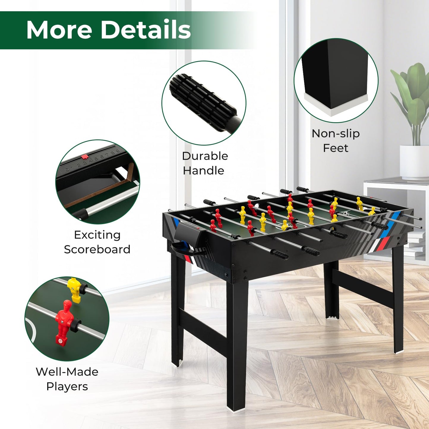 Goplus 4-in-1 Combination Game Table, 49'' Multi Game with Soccer, Air Hockey, Billiards, Pingpong Tabletop, Foosball, Pool Table for Home, Family