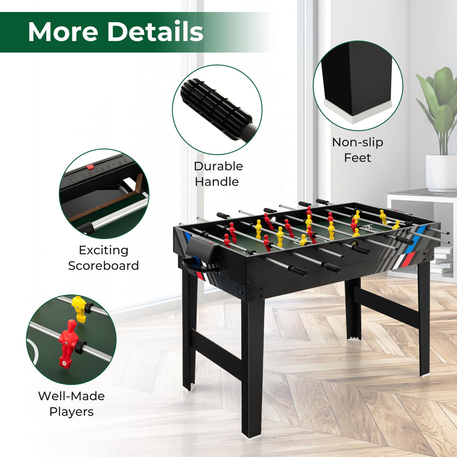 Goplus 4-in-1 Combination Game Table, 49'' Multi Game with Soccer, Air Hockey, Billiards, Pingpong Tabletop, Foosball, Pool Table for Home, Family