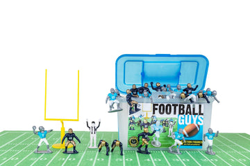 Kaskey Kids Football Guys, Navy Gold vs. Gray Blue, 30 Pieces in Each Set, Includes 2 Teams, Accessories, and Travel Storage Case, Nostalgic Sports