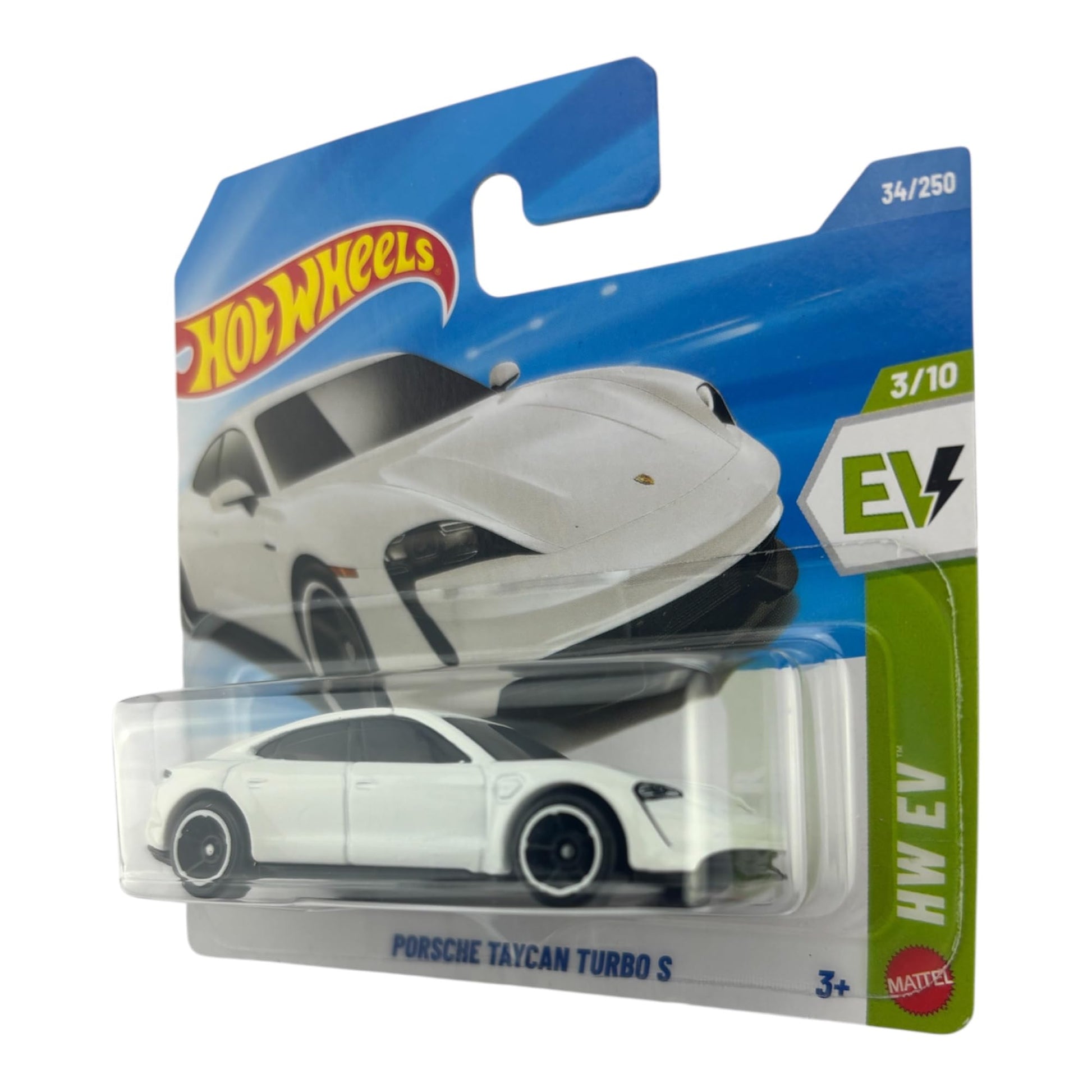 Hot Wheels Porsche Taycan Turbo S [White] HW EV 3/10, 34/250, 1:64 Scale Diecast Toy Vehicle