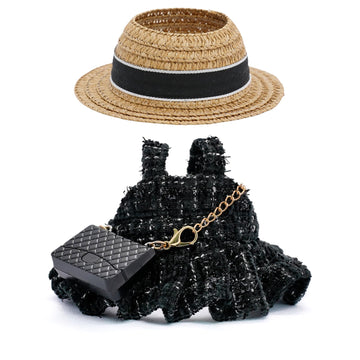 LYBHYQTII 17cm Doll Clothes- Luxury Chic Style Set High-End Fashion Accessories - Premium Handmade Clothes 3 Piece Set Hat & Black Bag & Dress