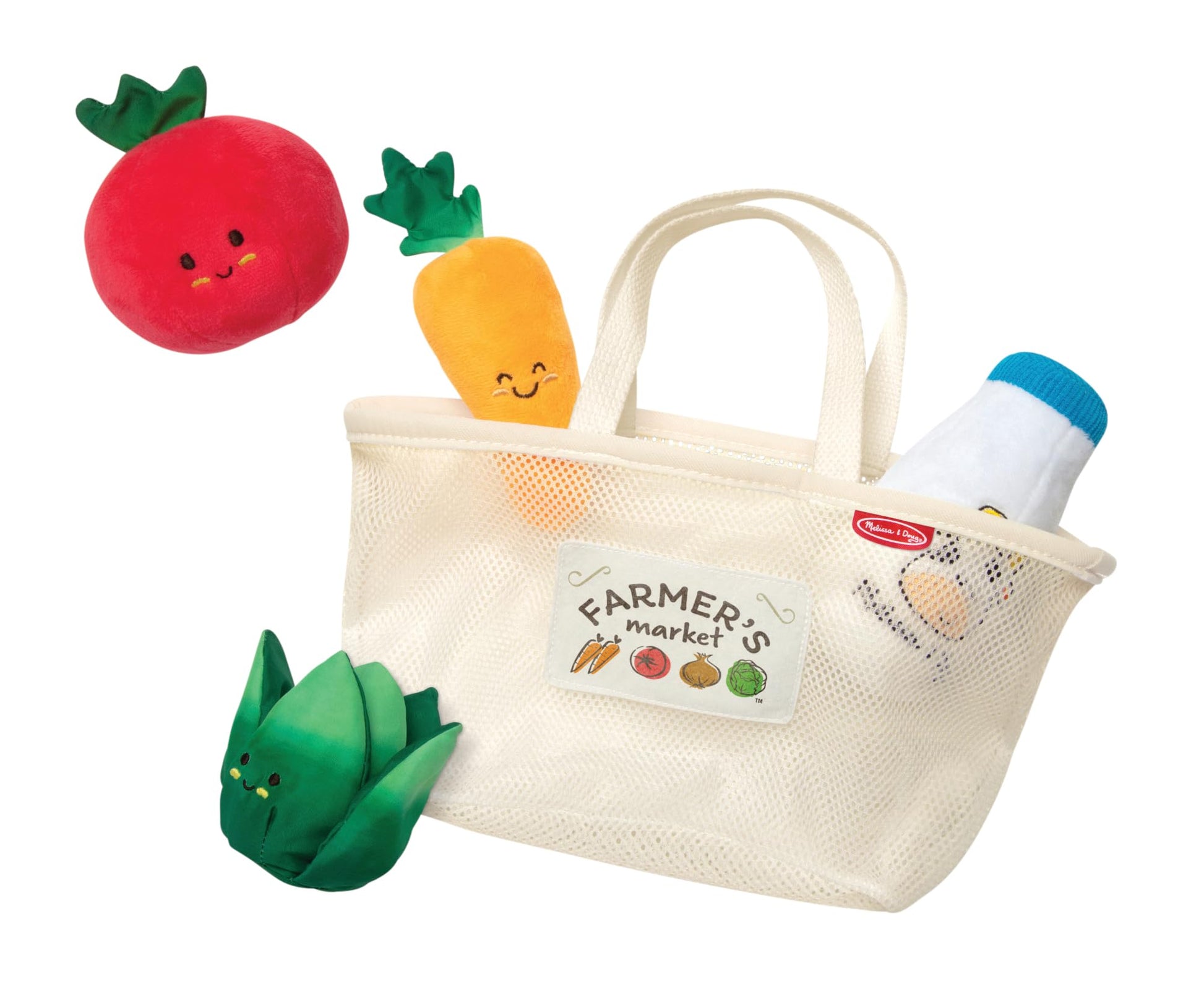 Melissa & Doug Multi-Sensory Market Basket Fill & Spill Infant Toy - Play Food Menus, Pretend Play Grocery Toys, Sorting And Stacking Toys,