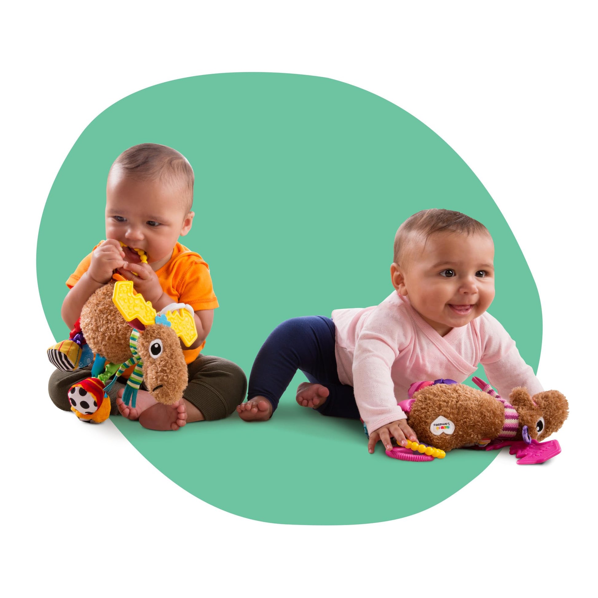 Lamaze Clip On Car Seat and Stroller Toy - Muffin the Moose - Crinkle Sensory Toys for Babies on the Go - High Contrast Travel Toys for Infants - Ages