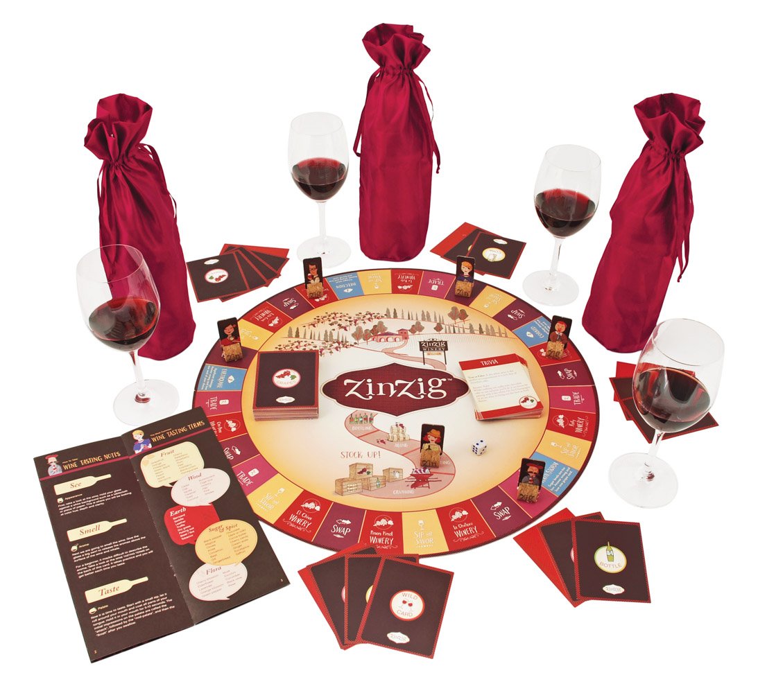 Zinzig Wine Tasting And Trivia Board Game by True