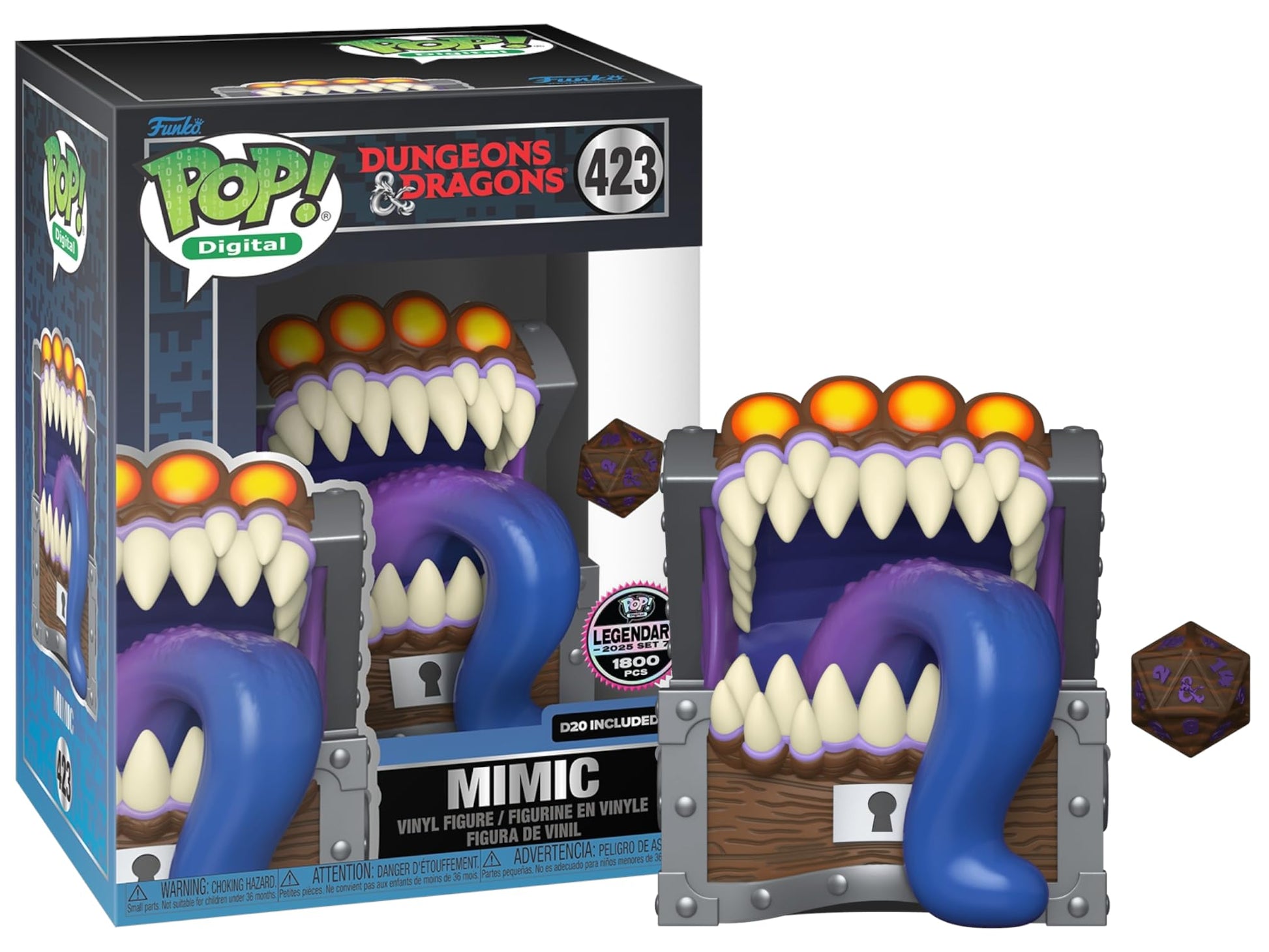 Funko POP! Digital Dungeons & Dragons Mimic Vinyl Figure #423, Legendary Edition, with D20, Limited to 1800 Pcs