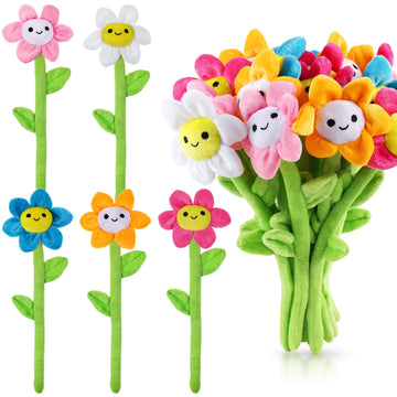 10 Pcs Plush Sunflower Flower Stuffed Bendable Stems Plush Bouquet Toy Soft Rose Flower 12.6 Inch for Christmas Classroom 2026 Mother's Day Valentines