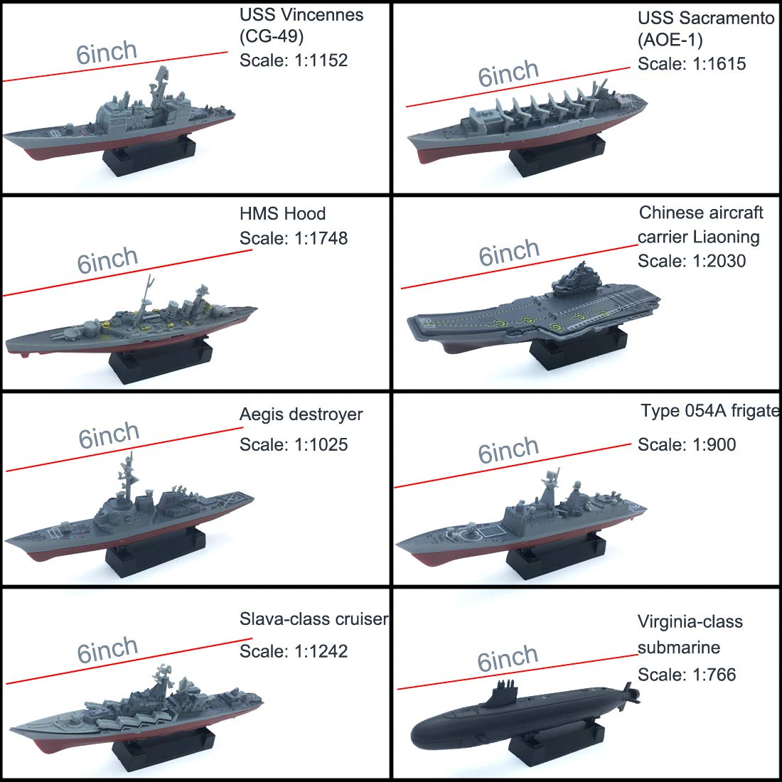 Kvvdi 8 Sets 3D-Puzzle Model Battleship Aircraft Carrier Toy Submarine, Plastic Model Warships Ship Kits, Navy for Collection