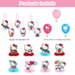 Hello Cat Birthday Party Decorations,Kitty Party Supply Set for Kids with Happy Birthday Banner, Swirls,Centerpieces,24 Balloons for Kitty Cat Party