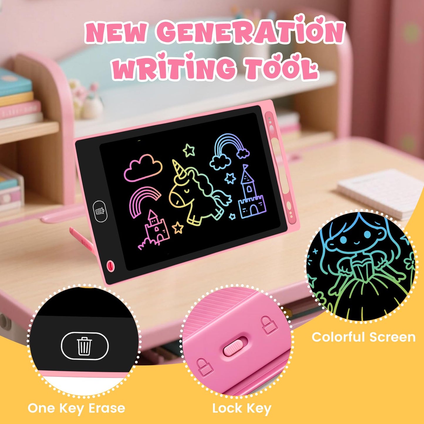 Glochin 20 Pack LCD Writing Tablet for Kids, Erasable and Reusable Toddler Doodle Board in 8.5 inch, Ideal Educational Drawing Pad for Learning Toy