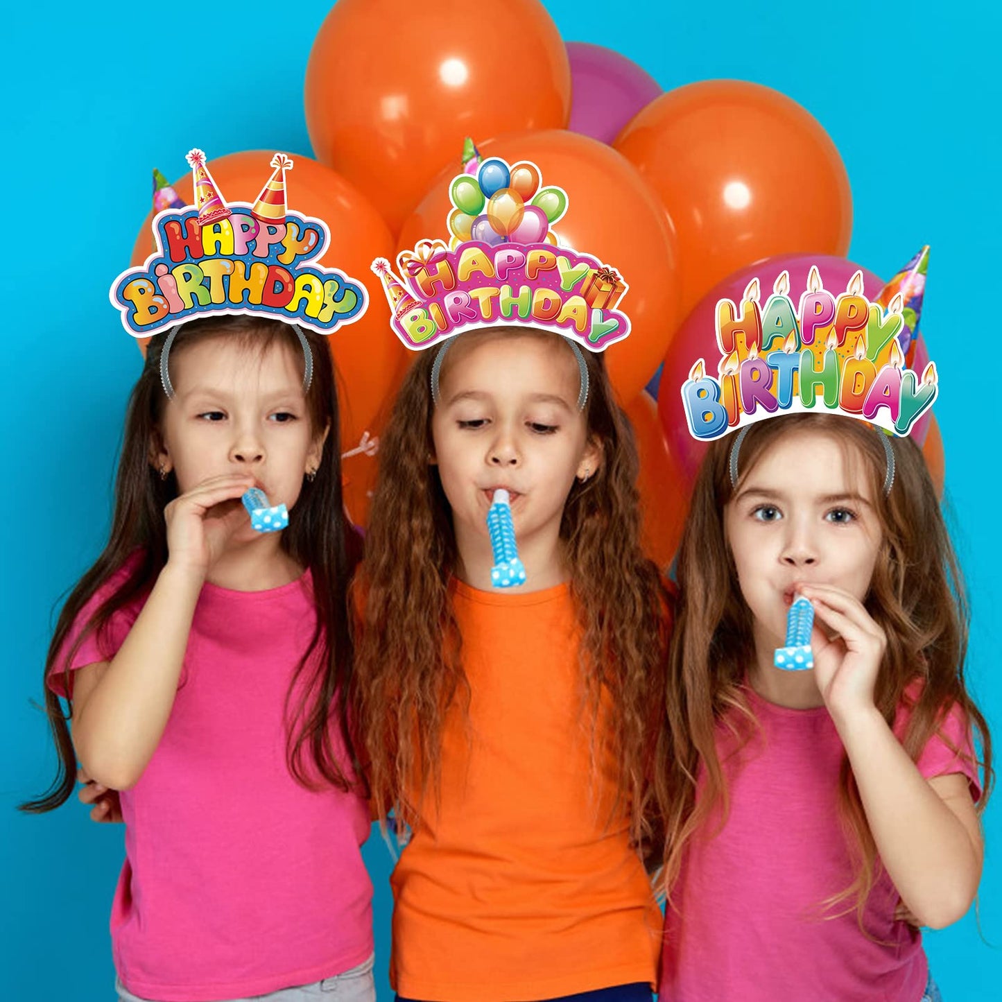 KKBES 12 Pack Party Headbands, Paper Hats for Adults and Kids, 3 Patterns