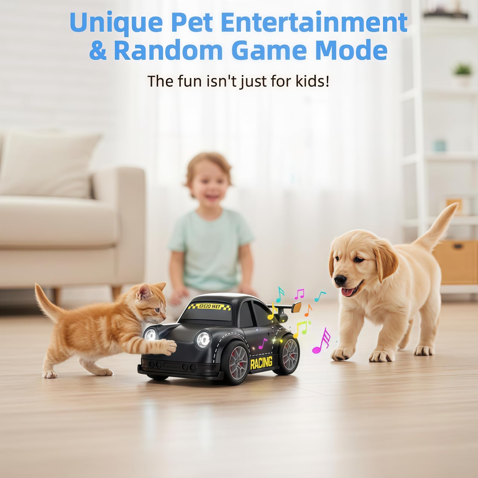 PanniOhye 3-in-1 Smart RC Car with Follow & Escape Modes, 360° Stunt Drift, Voice/Light Effects, and Pet Play Mode, 4WD Remote Control Car Toy