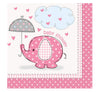 Pink Elephant Girl Baby Shower Cocktail Napkins, 16ct