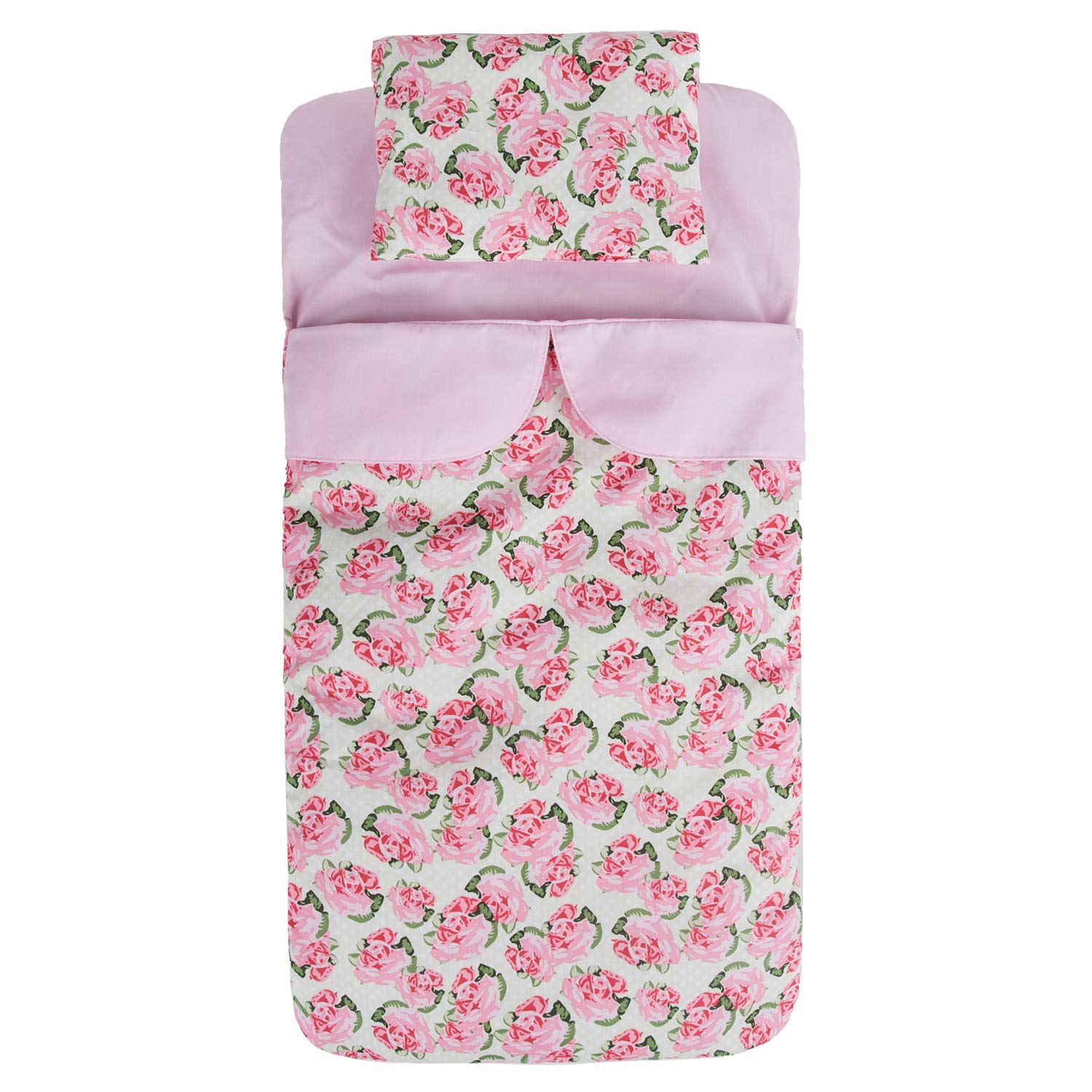 Rakki Dolli Baby Doll Sleeping Bag Set Sweet Dream Bed Dolls Sleepover Bag with Side Zipper (Pink Rose)