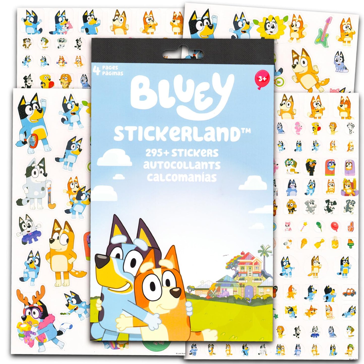 Bluey Sound Book for Toddlers - Activity Bundle with Interactive Learning Sound Book with Buttons Plus Coloring Pages, Stickers, Door Hanger | Bluey
