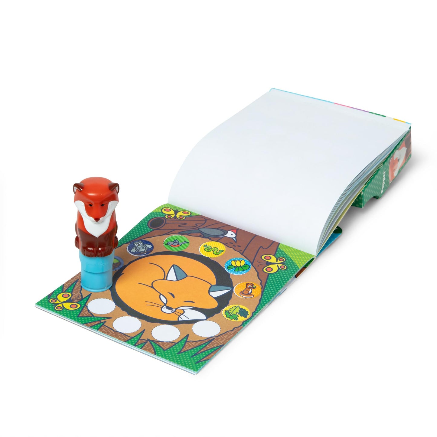 Melissa & Doug Sticker Wow!™ 24-Page Activity Pad and Sticker Stamper, 300 Stickers, Arts and Crafts Fidget Toy Collectible Character - Fox - for Kids