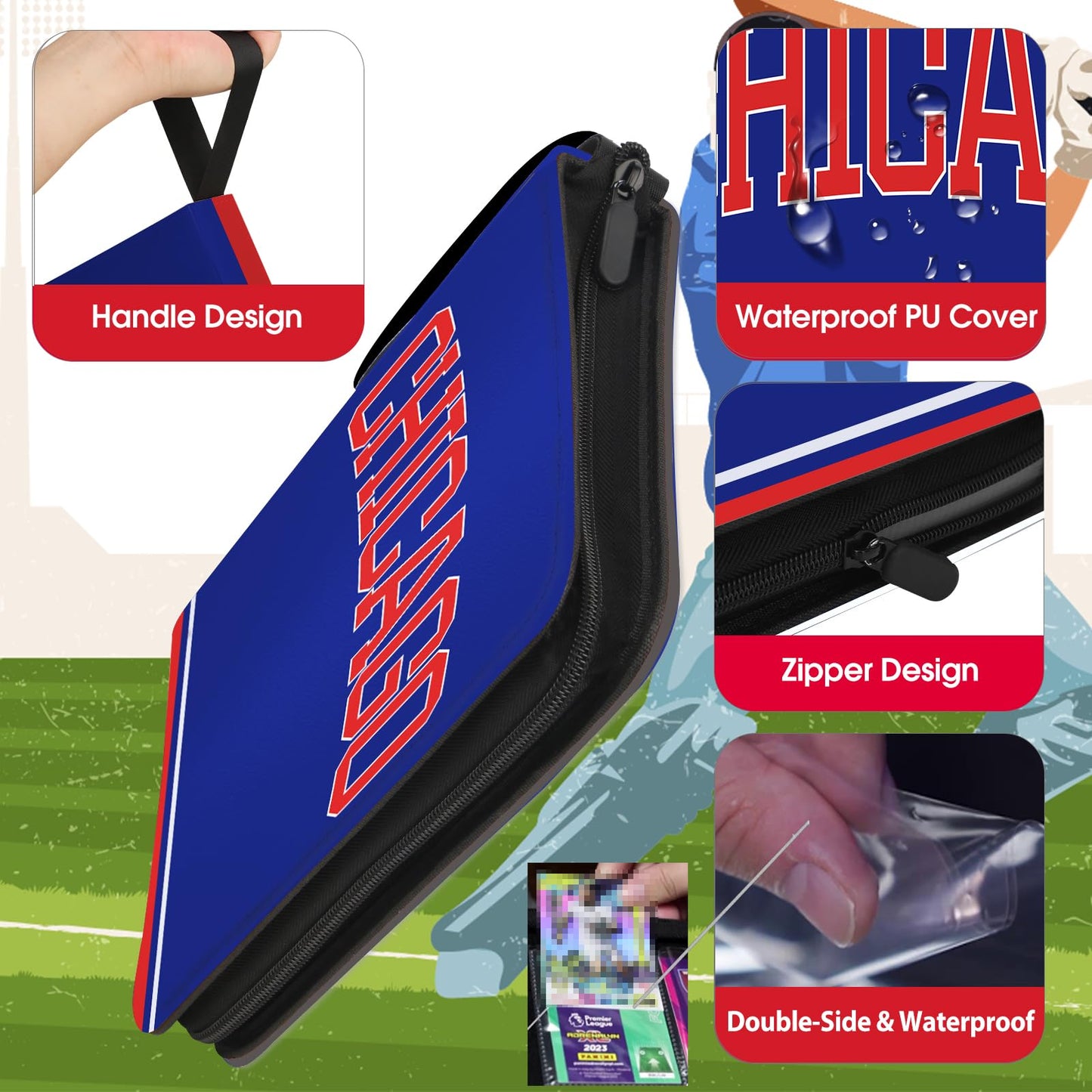 Baseball Card Binder With Sleeves 900 Pocket, Chicago Card Holder for Trading Cards, Collector Album, Sports Card 3 Ring Storage Book Folder Organizer
