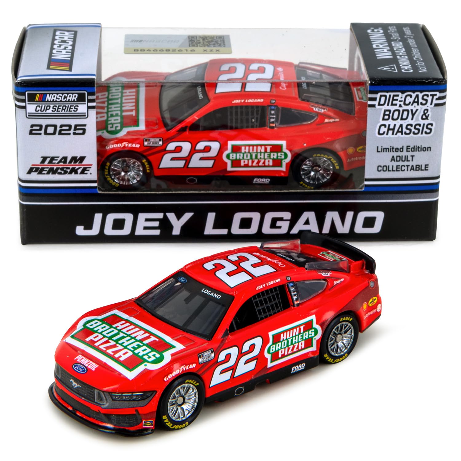 Joey Logano 2025 Hunt Brothers Pizza Red ARC Diecast Chassis Car 1:64 Scale