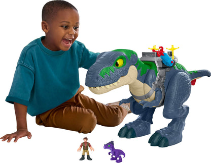 Fisher-Price Imaginext Jurassic World Rebirth Dinosaur Playset, Ultimate Action Chomp T. rex 18-inch Dino Toy with Lights, Sounds, Motion & 2 3-inch