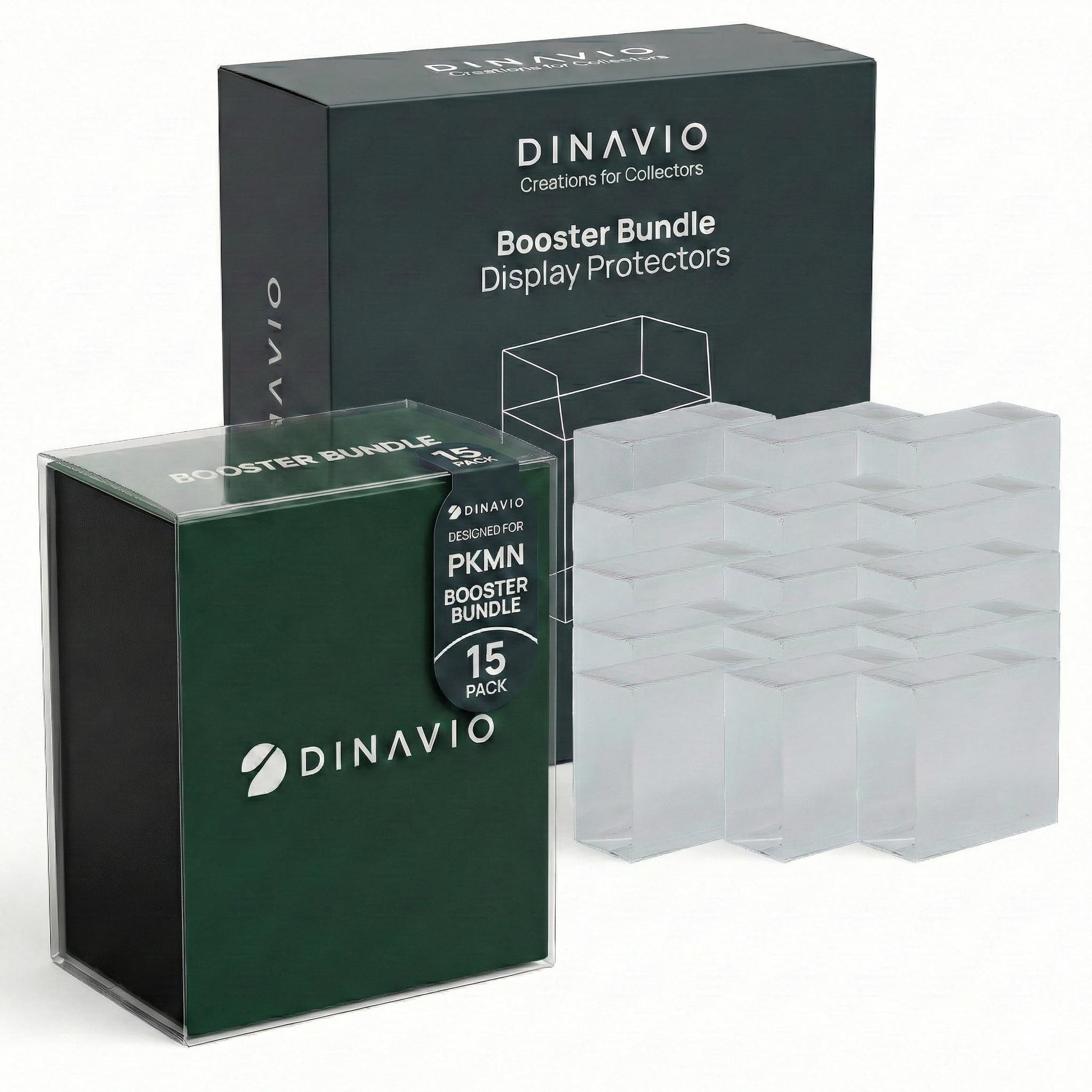Dinavio Crafthouse 15-Pack PKMN Booster Bundle Protectors PET 0.7mm - Anti-Scratch - UV Protection - Compatible with PKMN Sets Up to Phantasmal Flames