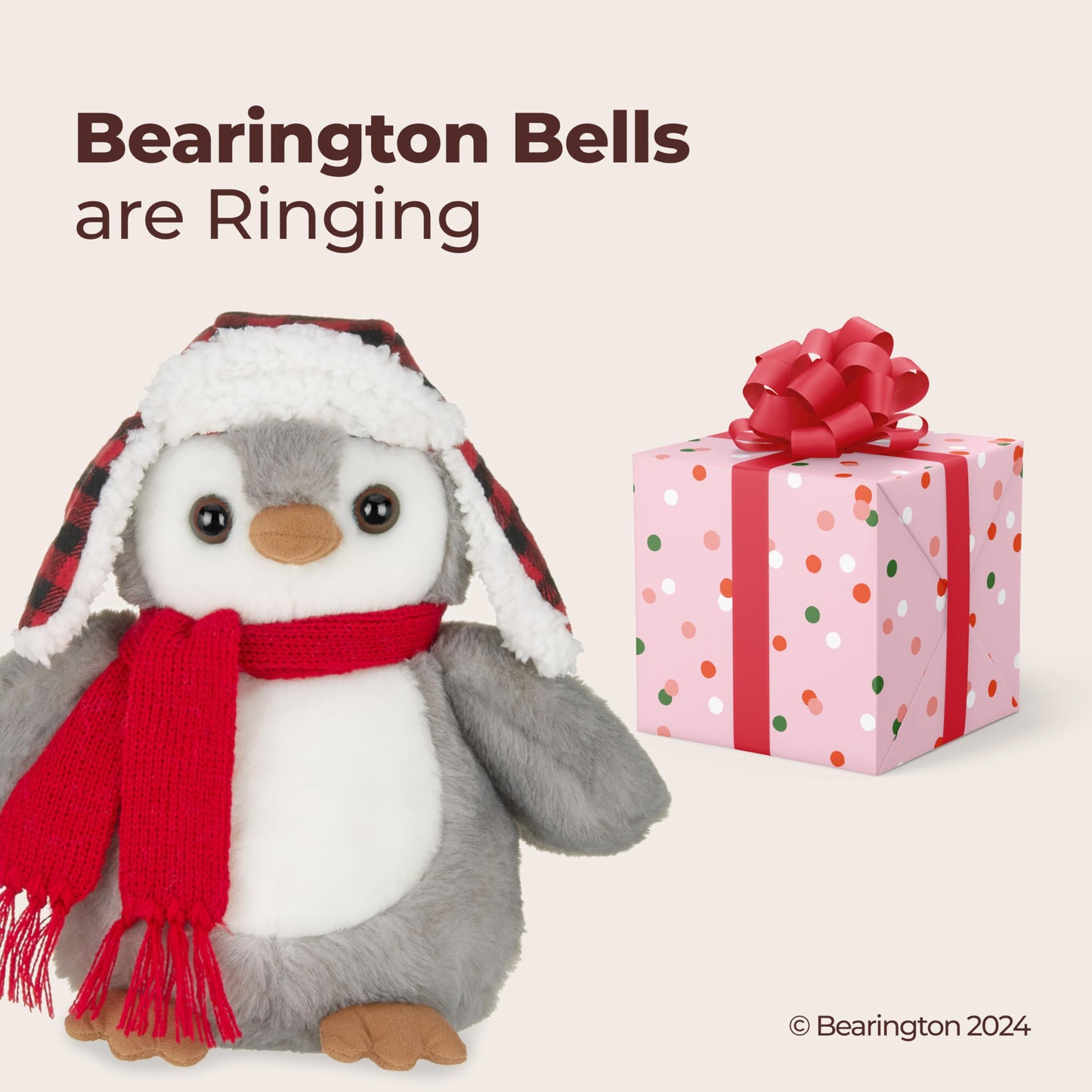 Bearington Cappy Christmas Penguin Stuffed Animal - 9.5" Soft Christmas Penguins Plush Toy with Scarf and Hat - Adorable and Huggable Penguin Plushies