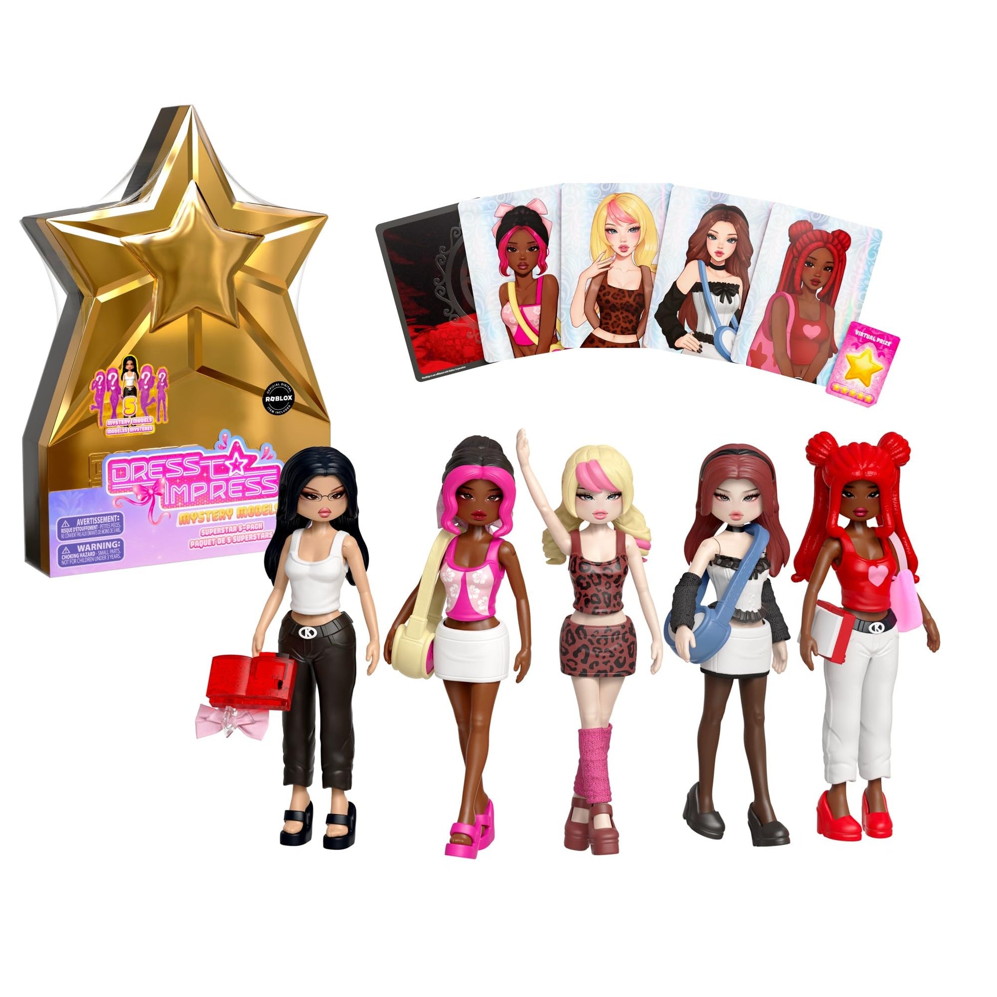 PhatMojo Dress to Impress - Mystery Models - Superstar 5-Pack -Series 1 - Star Storage Case -Small Dolls - Blind Box Collectible Set - Includes DLC