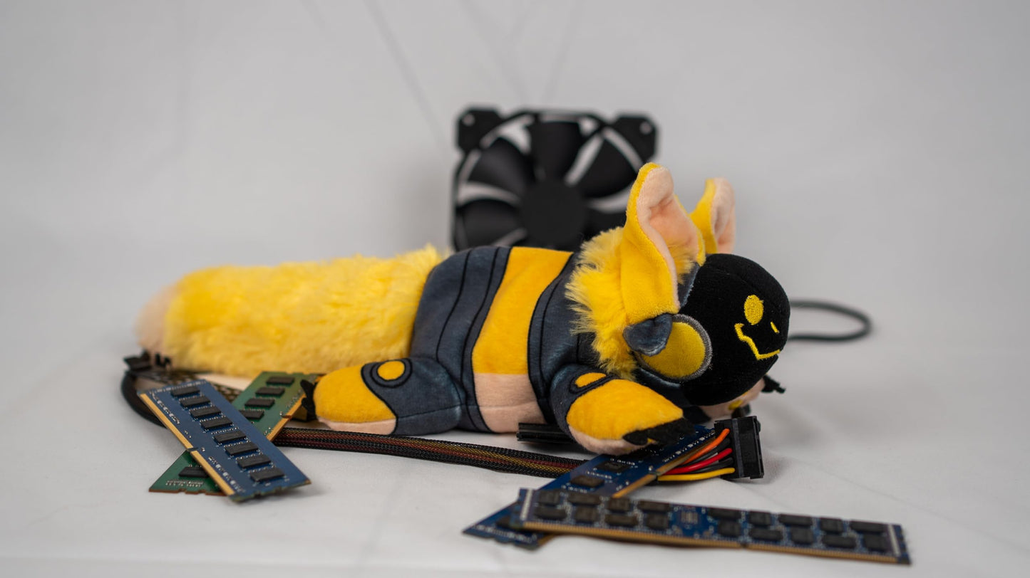 Boss Monsta Protobean V3 Plushie - Yellow | Soft & Squishy Collectible Plush Toy | Adorable Robot Bean Plush for Snuggles & Display