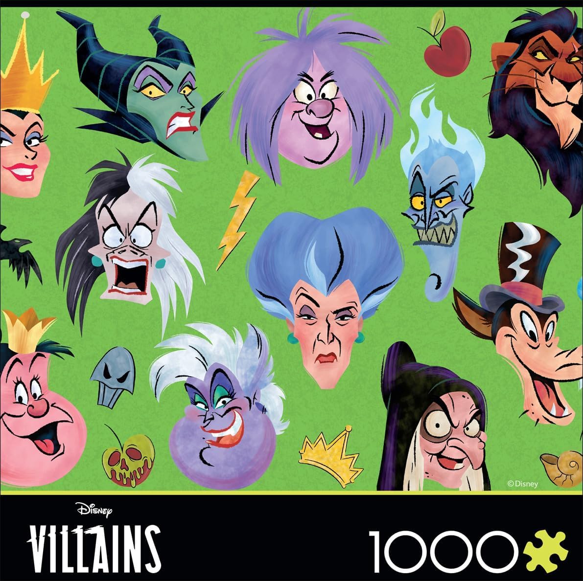 Ceaco - Disney - Villains Collage Faces - 1000 Piece Jigsaw Puzzle for Adults - Challenging Puzzle Perfect for Game Nights - Finished Size is 26.75 x