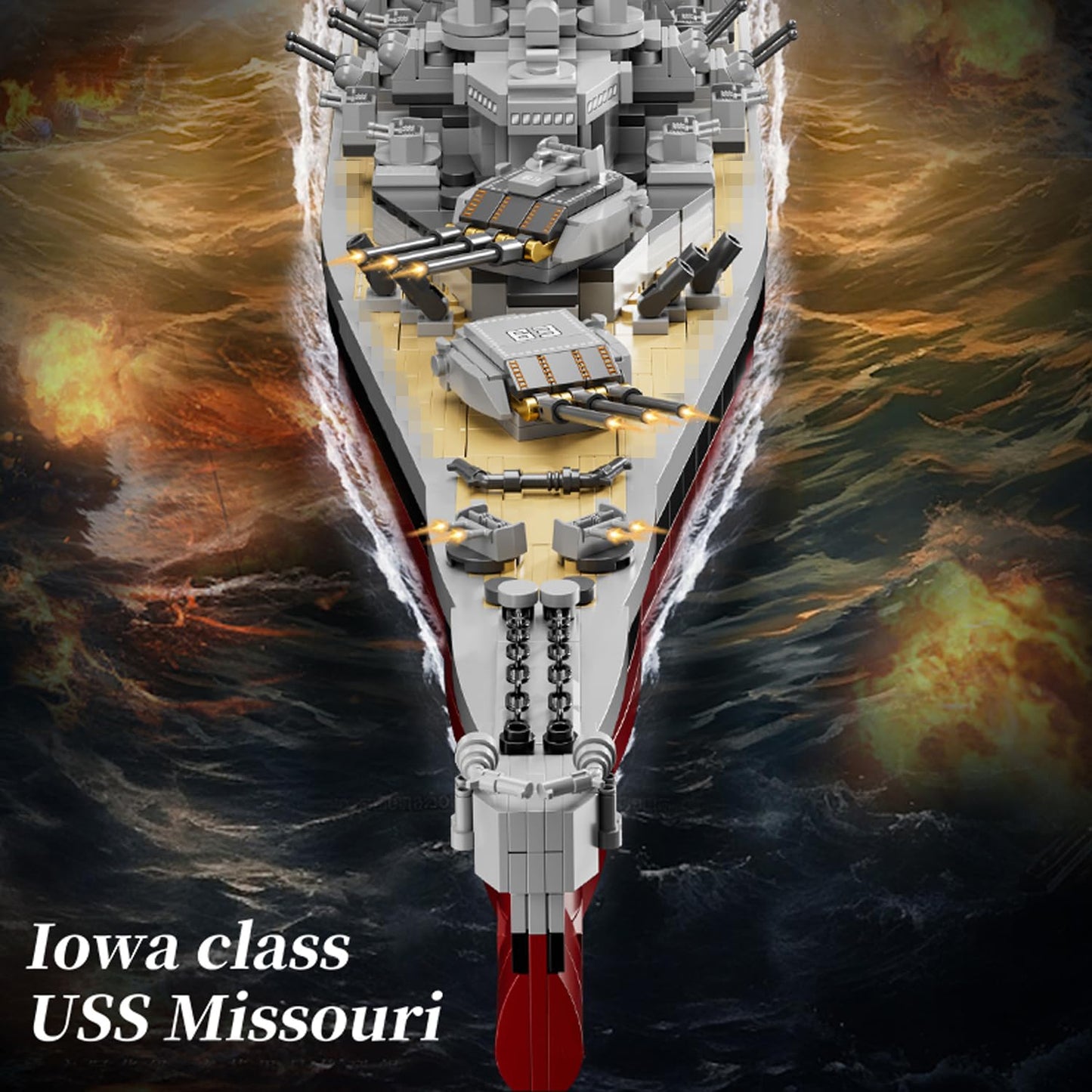 FULHOLPE Missouri Memorial Battleship Building Blocks Set, MOC Military Warship Model Bricks Construction Toy Compatible with Major Brands - 2228