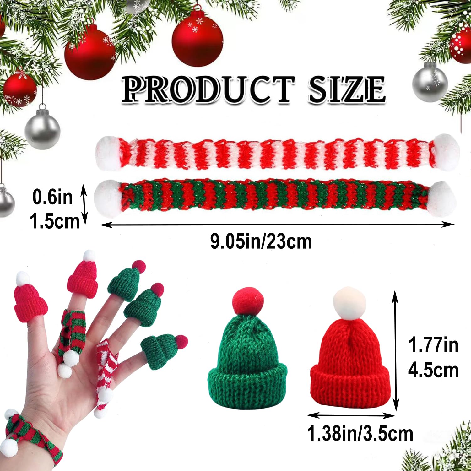 SUZLFTDZSW Mini Knit Hat Christmas Scarf Set Mini Santa Hats for Crafts Christmas Decorations Tree Ornaments for DIY Craft Art Snowman Doll Winter