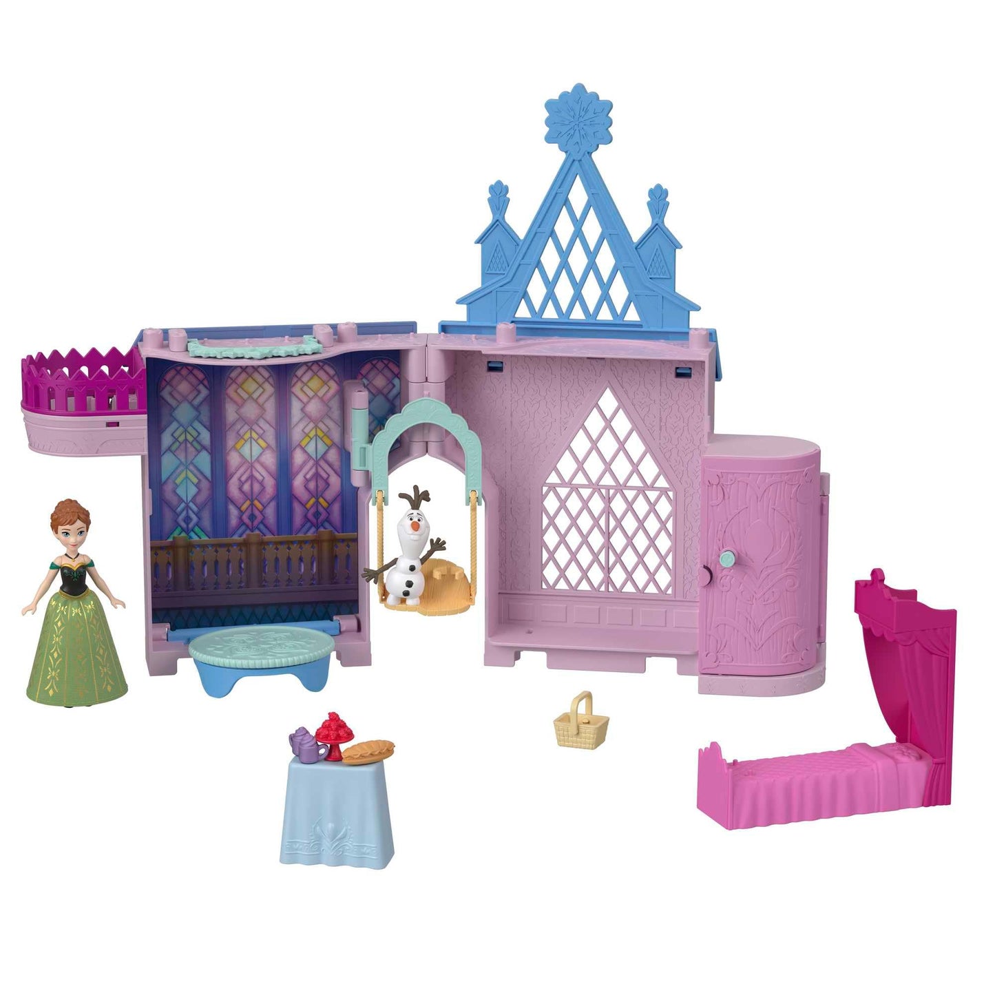 Mattel Disney Frozen Toys, Storytime Stackers Anna's Arendelle Castle, Stackable Doll House with Small Doll, Olaf & 7 Pieces, Inspired by The Movies