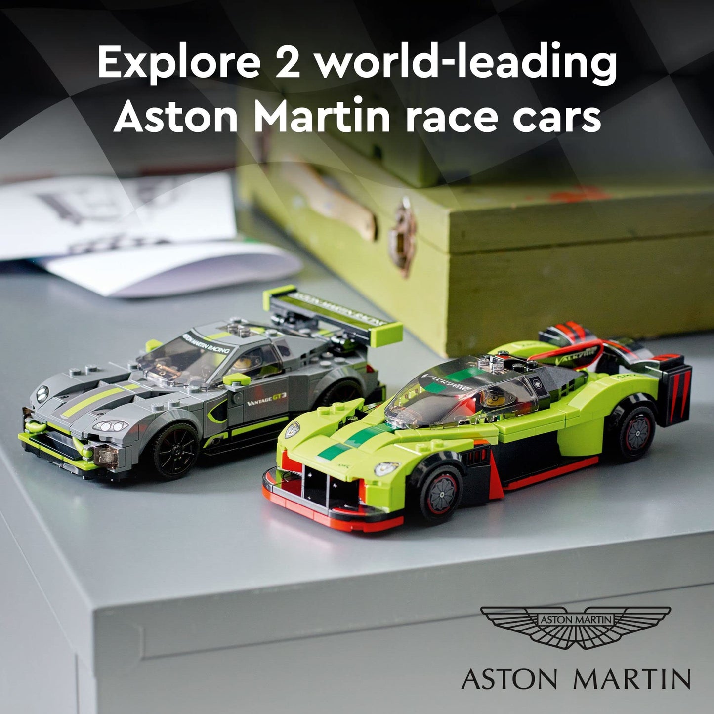 LEGO Speed Champions Aston Martin Valkyrie AMR Pro & Vantage GT3 2 Collectible Model 76910 - Race Car and Toy Set, Includes 2 Driver Minifigures