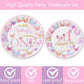 120 Pcs Butterfly 1st Birthday Party Supplies Girl Pink Our Little Butterfly is Turning One Party Decoration Includes Paper Plates Napkins Cups Straws